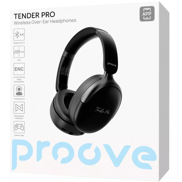 Фото - Наушники накладные беспроводные Proove Tender Pro (APP) black (HPTP0001AP01)