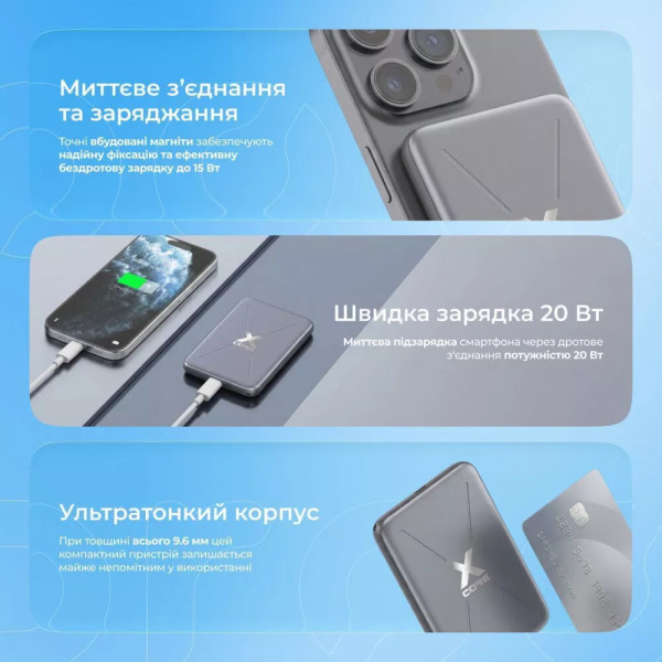 Фото - Батарея мобильная Proove X-Core 20W 5000mAh Gray (PNXC20010003)