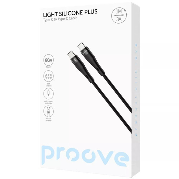 Фото - Кабель синхронизации данных Proove Light Silicone Plus Type-C to Type-C 60W 1m Black (CCLS60002201)