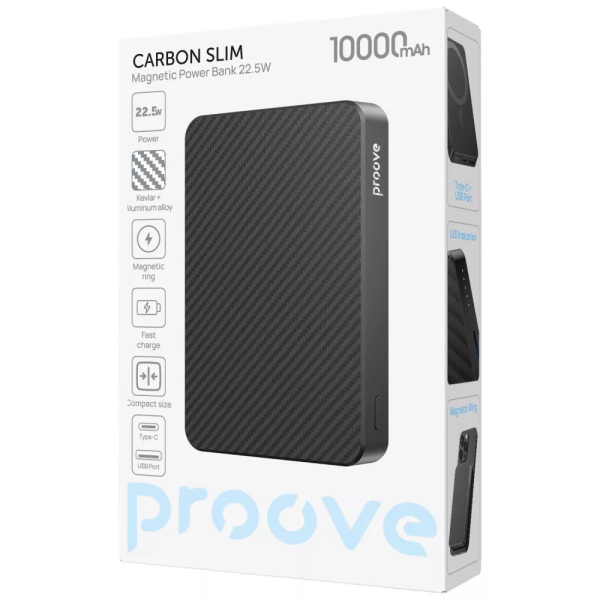 Фото - Батарея мобильная Proove Carbon Slim 22.5W 10000mAh Black (PBCS22110001)