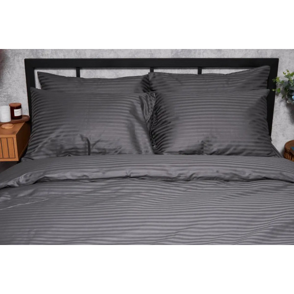 Фото - Комплект постельного белья Moon&Star Satin Stripe Stripe Black 200х220 (MS-820003687)