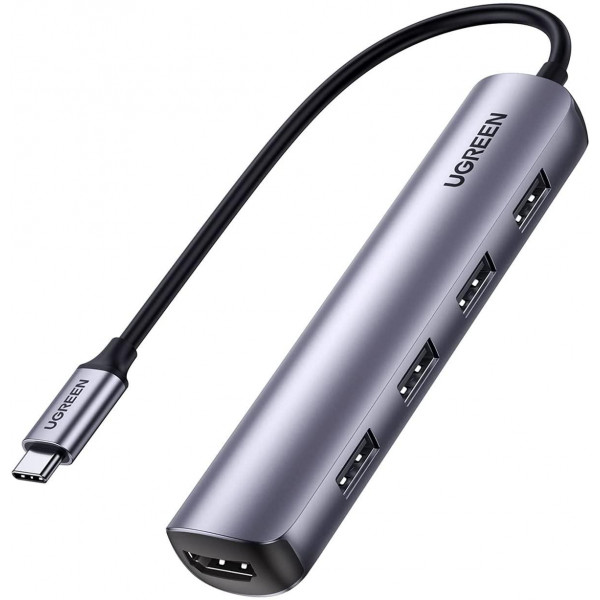 Фото - Док-станция UGREEN CM417 USB3.0 Type-C-HDMI/USB 3.0x4/PD Gray (20197)