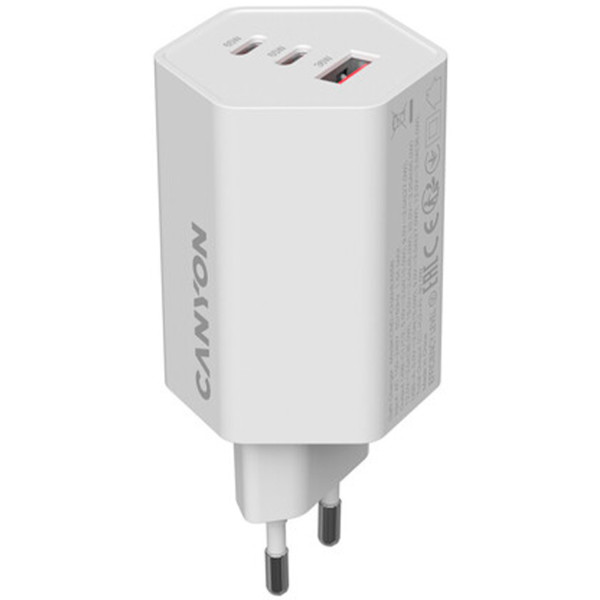 Фото - Сетевое зарядное устройство Canyon Hexagon 65 GaN 65W 2xPD 1xQC EU White (CND-CHAHEX65W)