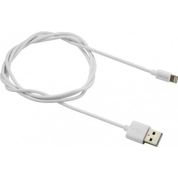 Фото - Кабель синхронизации данных Canyon MFI Cable certified by Apple 1m White (CNS-MFICAB01W)