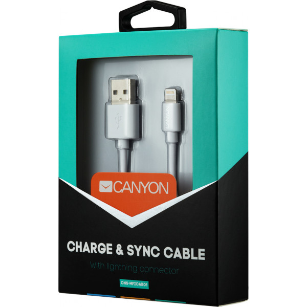 Фото - Кабель синхронизации данных Canyon MFI Cable certified by Apple 1m White (CNS-MFICAB01W)