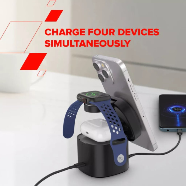 Фото - Беспроводное зарядное устройство Canyon OnCharge 405 с адаптером в комплекте 4-в-1 Black (CNS-WCS405B)