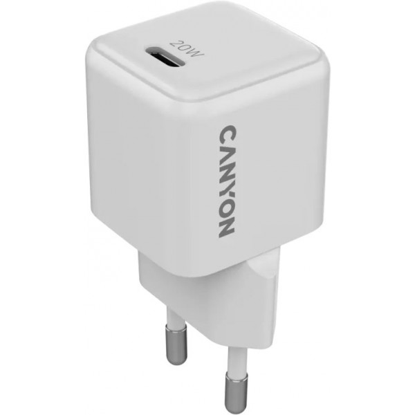 Фото - Сетевое зарядное устройство Canyon CU20C GaN 20W 1xPD White (CNS-CUW20C)
