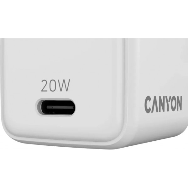 Фото - Сетевое зарядное устройство Canyon CU20C GaN 20W 1xPD White (CNS-CUW20C)