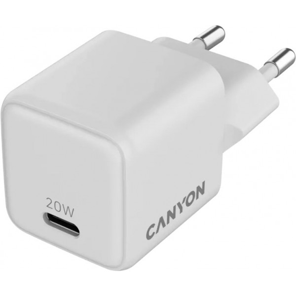Фото - Сетевое зарядное устройство Canyon CU20C GaN 20W 1xPD White (CNS-CUW20C)