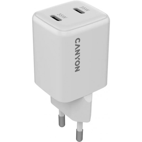 Фото - Сетевое зарядное устройство Canyon CU35CC GaN 35W 2xPD White (CNS-CUW35CC)