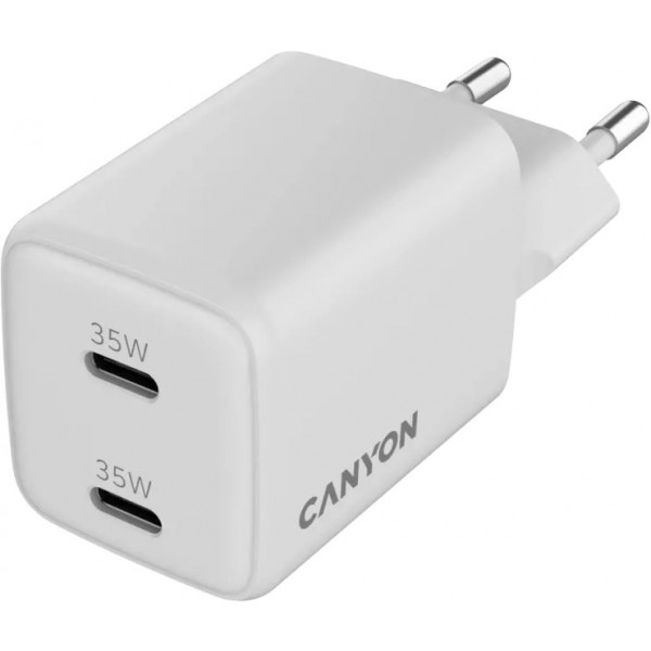 Фото - Сетевое зарядное устройство Canyon CU35CC GaN 35W 2xPD White (CNS-CUW35CC)