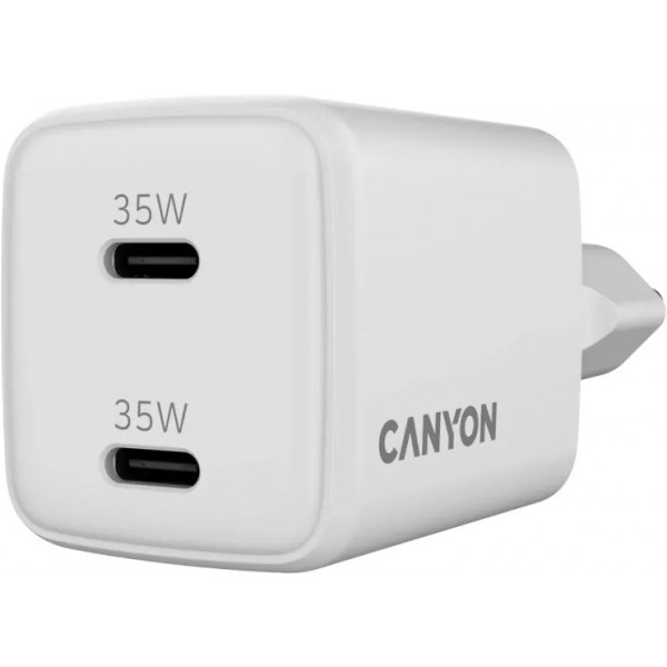 Фото - Сетевое зарядное устройство Canyon CU35CC GaN 35W 2xPD White (CNS-CUW35CC)