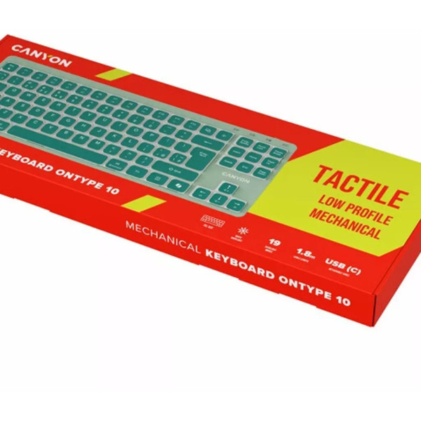 Фото - Клавиатура проводная Canyon OnType 10 TKL Mechanical Silent Low-profile Green (CNS-HKB10GR)