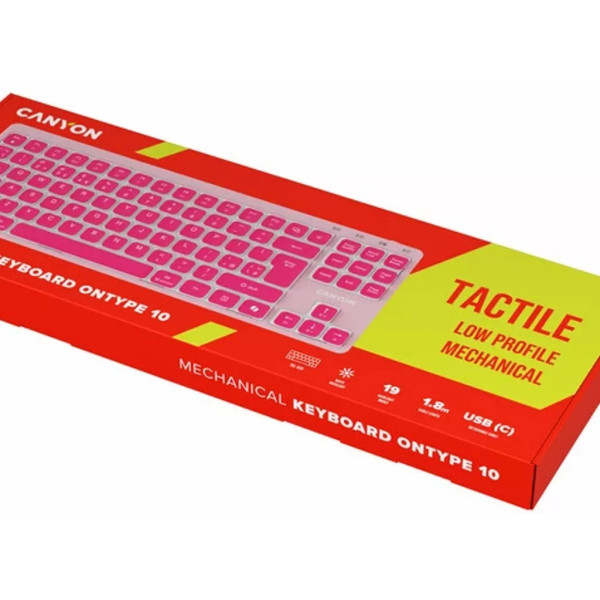 Фото - Клавиатура проводная Canyon OnType 10 TKL Mechanical Silent Low-profile Pink (CNS-HKB10P)