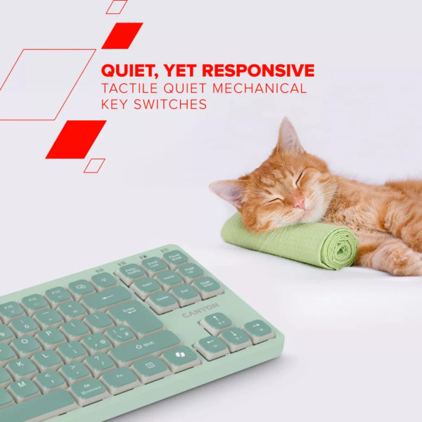 Фото - Клавиатура проводная Canyon OnType 10 TKL Mechanical Silent Low-profile Green (CNS-HKB10GR)
