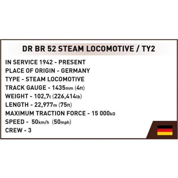 Фото - Пластиковый конструктор Cobi Локомотив DR BR Class 52 Эксклюзивный набор 1:35 2623 деталей (COBI-6280)