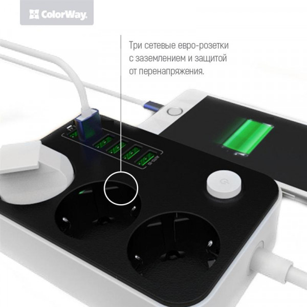 Фото - Сетевой фильтр Colorway CW-CHE36B 1.8m Black