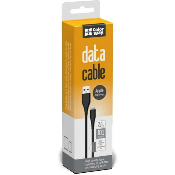 Фото - Кабель синхронизации данных Colorway USB-Lightning (PVC) 1m Black (CW-CBUL024-BK)