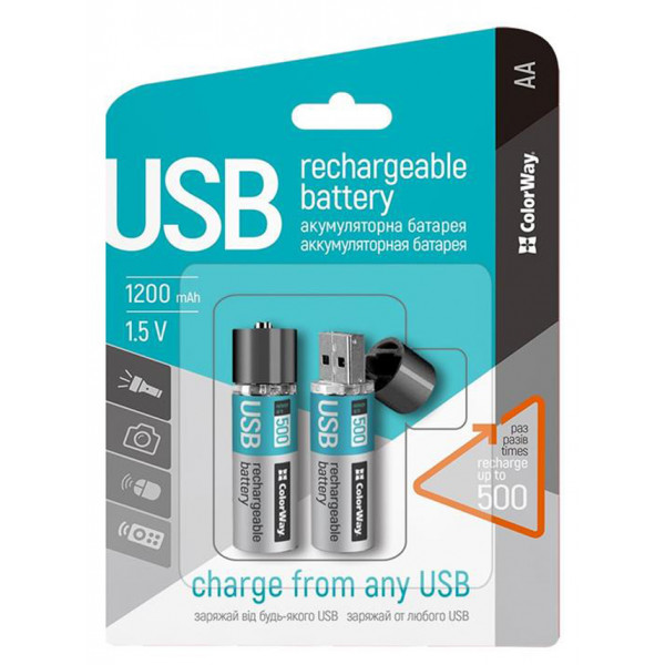 Фото - Аккумулятор тип AA Colorway USB AA/HR06 BL 2 шт. (CW-UBAA-02)