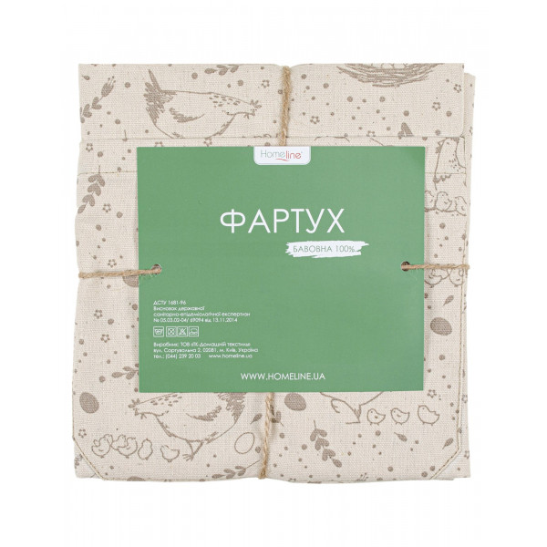 Фото - Фартук Home Line Полупанама курочки светло-коричневый/серо-бежевый (182684)