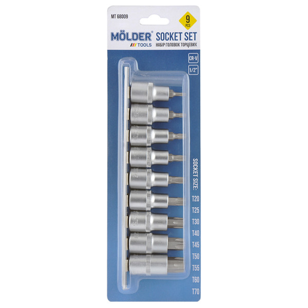 Фото - Набор торцевых головок Molder 1/2 CR-V 9 шт. (MT68009)