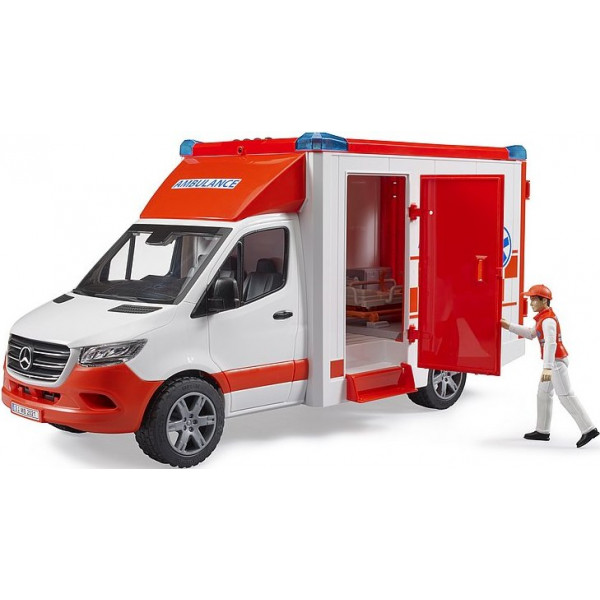 Фото - Наземная спецтехника BRUDER Автомобиль MB Sprinter скорая помощь с фигуркой (02676)