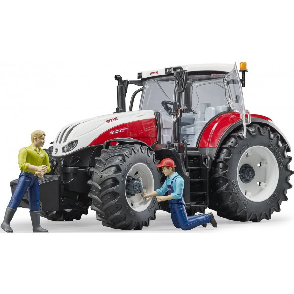 Фото - Наземная строительная техника BRUDER Трактор Steyr 6300 Terrus с погрузчиком красно-белый, М1:16