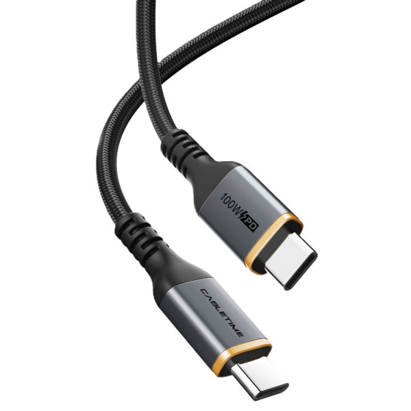 Фото - Кабель синхронизации данных Cabletime USB Type-C - USB Type-C (M/M) PD 100W 1m Black (CU03L)