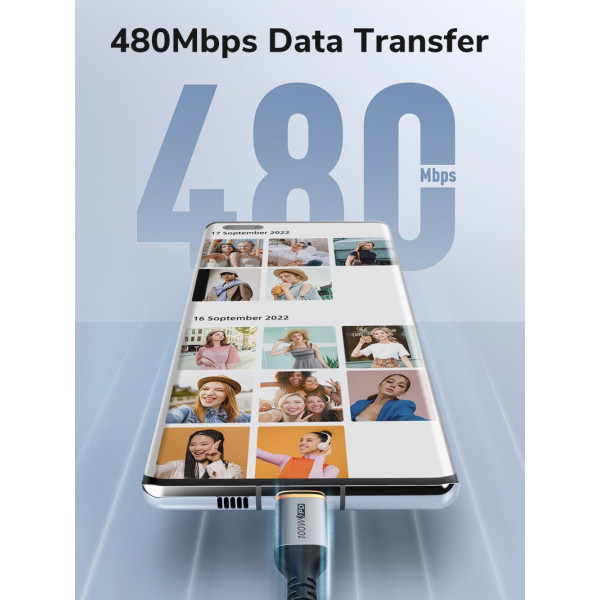 Фото - Кабель синхронизации данных Cabletime USB Type-C - USB Type-C (M/M) PD 100W 1m Black (CU03L)