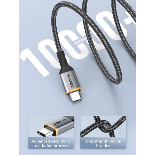 Фото - Кабель синхронизации данных Cabletime USB Type-C - USB Type-C (M/M) PD 100W 1m Black (CU03L)
