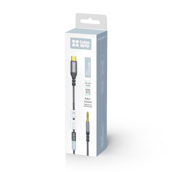 Фото - Переходник Colorway USB-C to 3.5 mm mini-Jack 1.2m (CW-CBPDJ071-G)