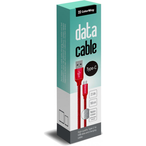 Фото - Кабель синхронизации данных Colorway USB-USB Type-C 1m Red (CW-CBUC003-RD)