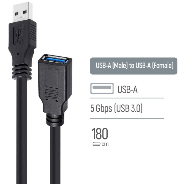 Фото - Кабель USB Type-A - USB Type-A Colorway USB 3.0 AM / AF 1.8m (CW-CBUF075-BK)