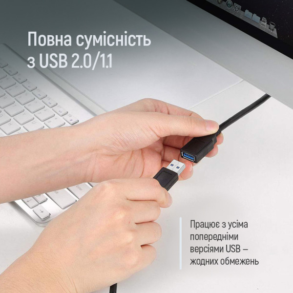 Фото - Кабель USB Type-A - USB Type-A Colorway USB 3.0 AM / AF 1.8m (CW-CBUF075-BK)