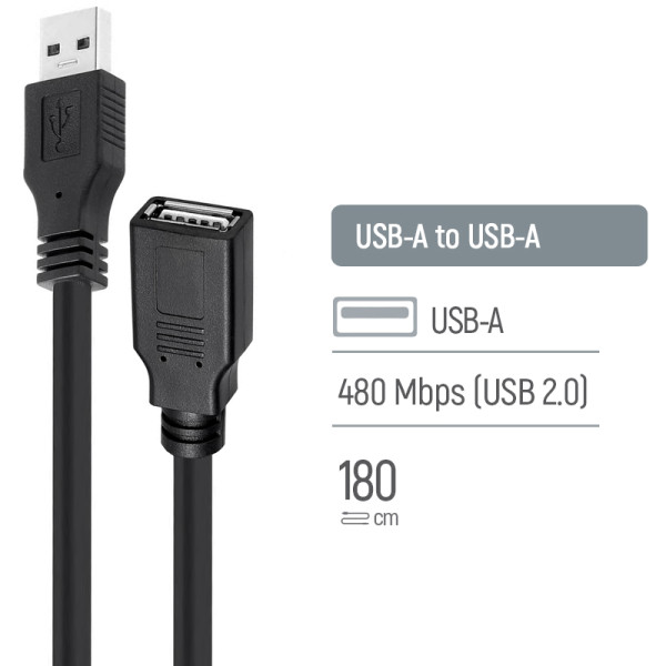 Фото - Кабель USB Type-A - USB Type-A Colorway USB 2.0 AM / AF 1.8m (CW-CBUF076-BK)