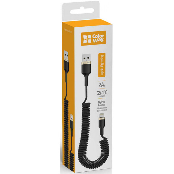 Фото - Кабель синхронизации данных Colorway USB-Apple Lightning 2.4А 35-150 см Black (CW-CBUL051-BK)
