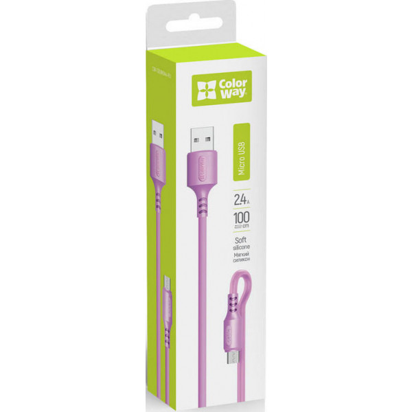 Фото - Кабель синхронизации данных Colorway USB - MicroUSB 2.4А 1 m (CW-CBUM044-PU)