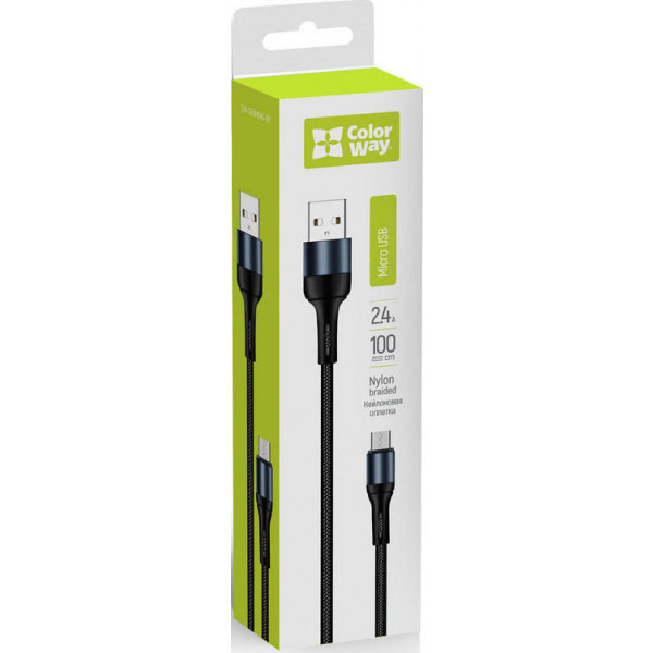 Фото - Кабель синхронизации данных Colorway USB - MicroUSB 2.4А 1 m (CW-CBUM045-BK)
