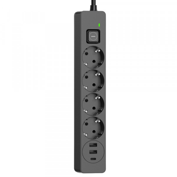 Фото - Сетевой фильтр Colorway 4 роз. 2xUSB-A + 1 Type-C Black 2m (CW-CHE432PDB)