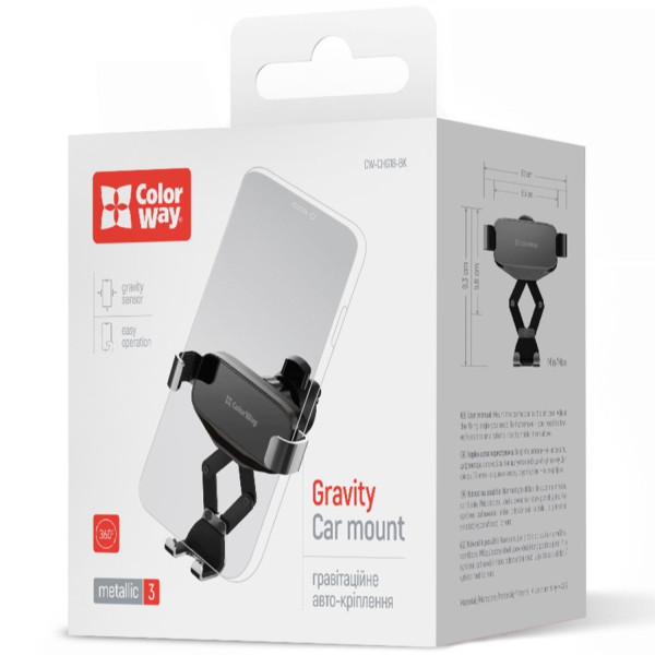 Фото - Автодержатель Colorway Gravity Mechanical Car Mount Black (CW-CHG18-BK)