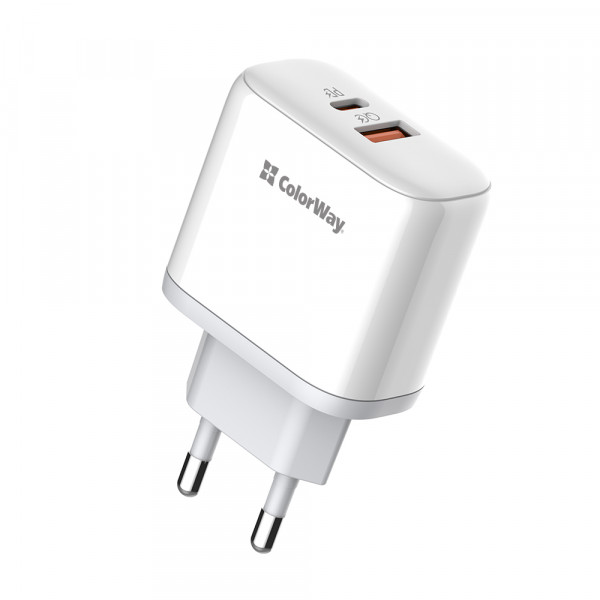 Фото - Сетевое зарядное устройство Colorway Power Delivery Port PPS USB (Type-C PD + USB QC3.0) (45W) White (CW-CHS042PD-WT)