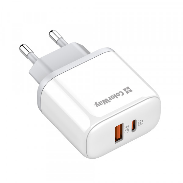 Фото - Сетевое зарядное устройство Colorway Power Delivery Port PPS USB (Type-C PD + USB QC3.0) (45W) White (CW-CHS042PD-WT)