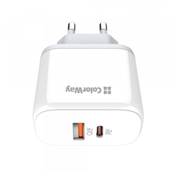 Фото - Сетевое зарядное устройство Colorway Power Delivery Port PPS USB (Type-C PD + USB QC3.0) (45W) White (CW-CHS042PD-WT)