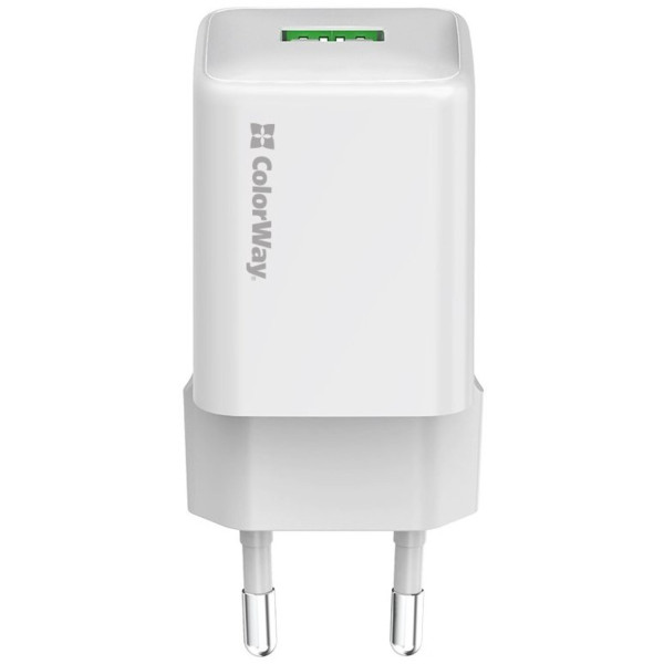 Фото - Сетевое зарядное устройство Colorway 1USB Quick Charge 3.0 18W V2 White (CW-CHS063Q-WT)