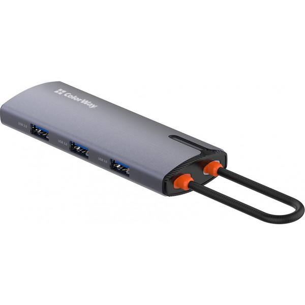 Фото - Хаб USB Colorway USB-C 6-в-1 Type C PD 100W/USB3.0х3/USB2.0/RJ45 (CW-HUB03)