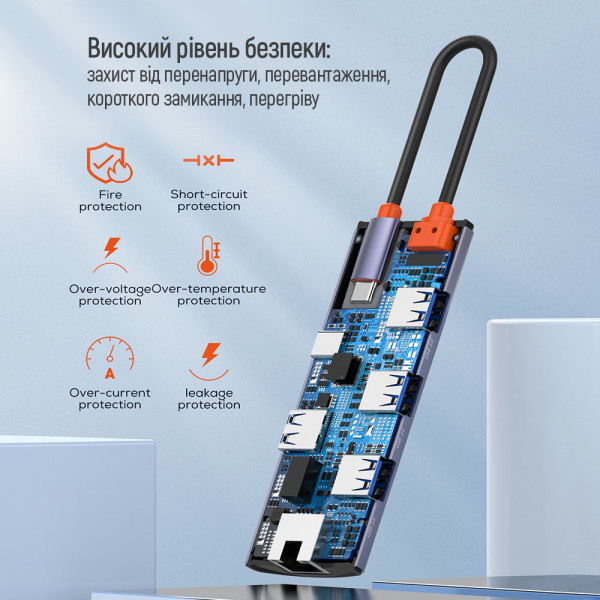 Фото - Хаб USB Colorway USB-C 6-в-1 Type C PD 100W/USB3.0х3/USB2.0/RJ45 (CW-HUB03)