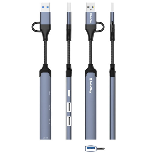 Фото - Хаб USB Colorway USB-A/USB-C 4-в-1 USB2.0х2/USB3.0/USB-C2.0 (CW-HUB06)
