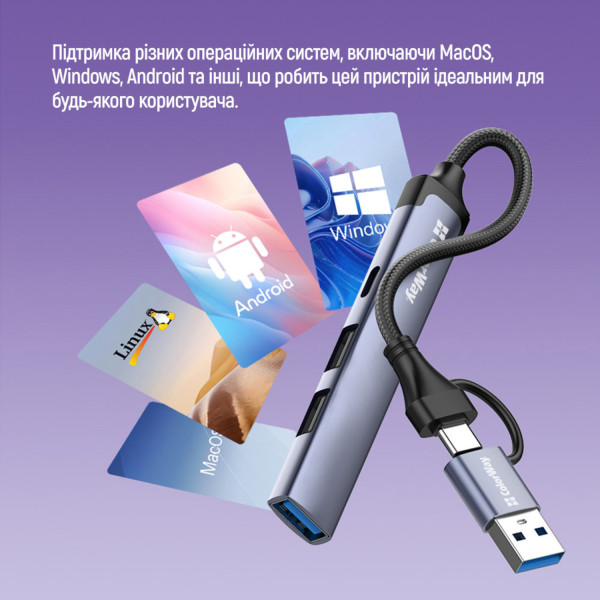 Фото - Хаб USB Colorway USB-A/USB-C 4-в-1 USB2.0х2/USB3.0/USB-C2.0 (CW-HUB06)