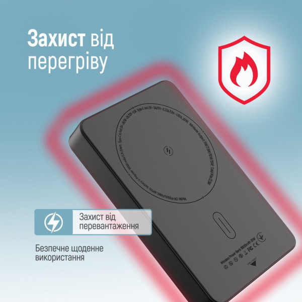 Фото - Батарея мобильная Colorway Power Bank 10 000 mAh 15W MagSafe USB-C PD 20W Black (CW-PB100LPA1BK-WPDD)