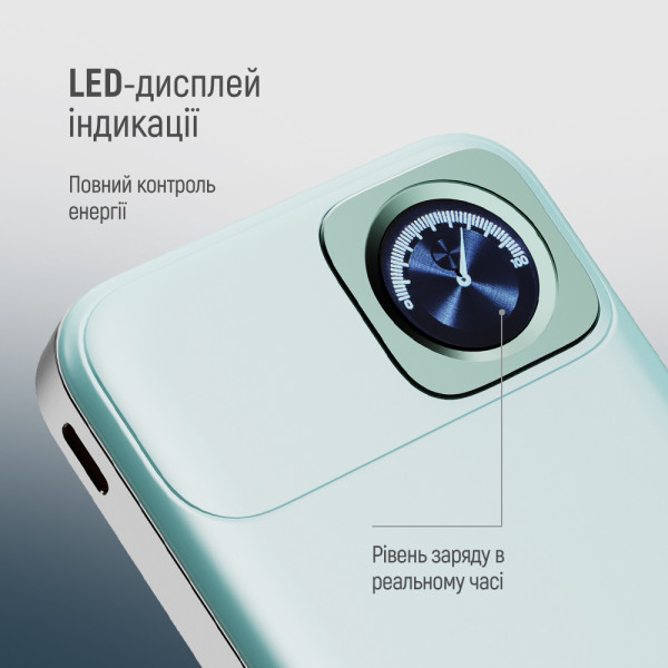 Фото - Батарея мобильная Colorway Power Bank 10 000 mAh 15W MagSafe & Watch Wireless Aquamarine USB-C PD 22.5W (CW-PB100LPA2MT-WPDD)